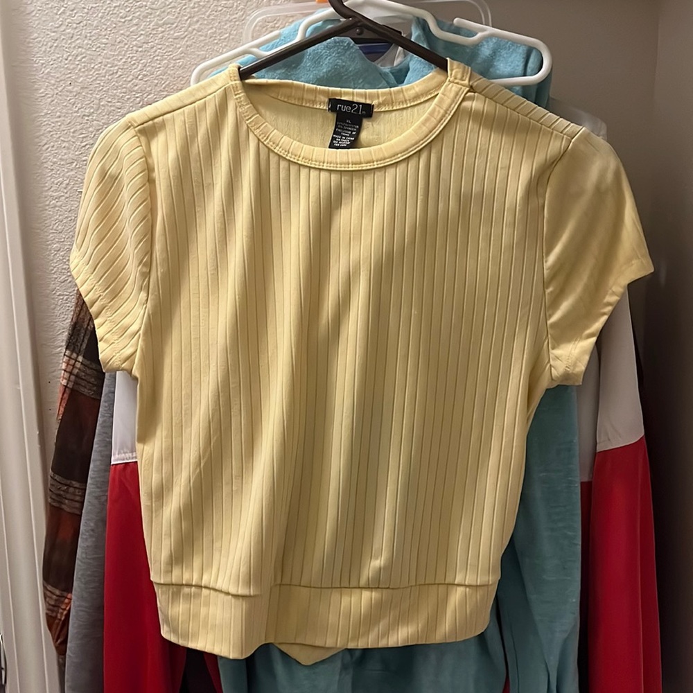 Yellow cropped ripped looking top